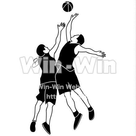 バスケの試合開始のシルエット素材 W-019025