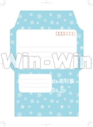 雪の結晶柄封筒のCG・イラスト素材 W-019533